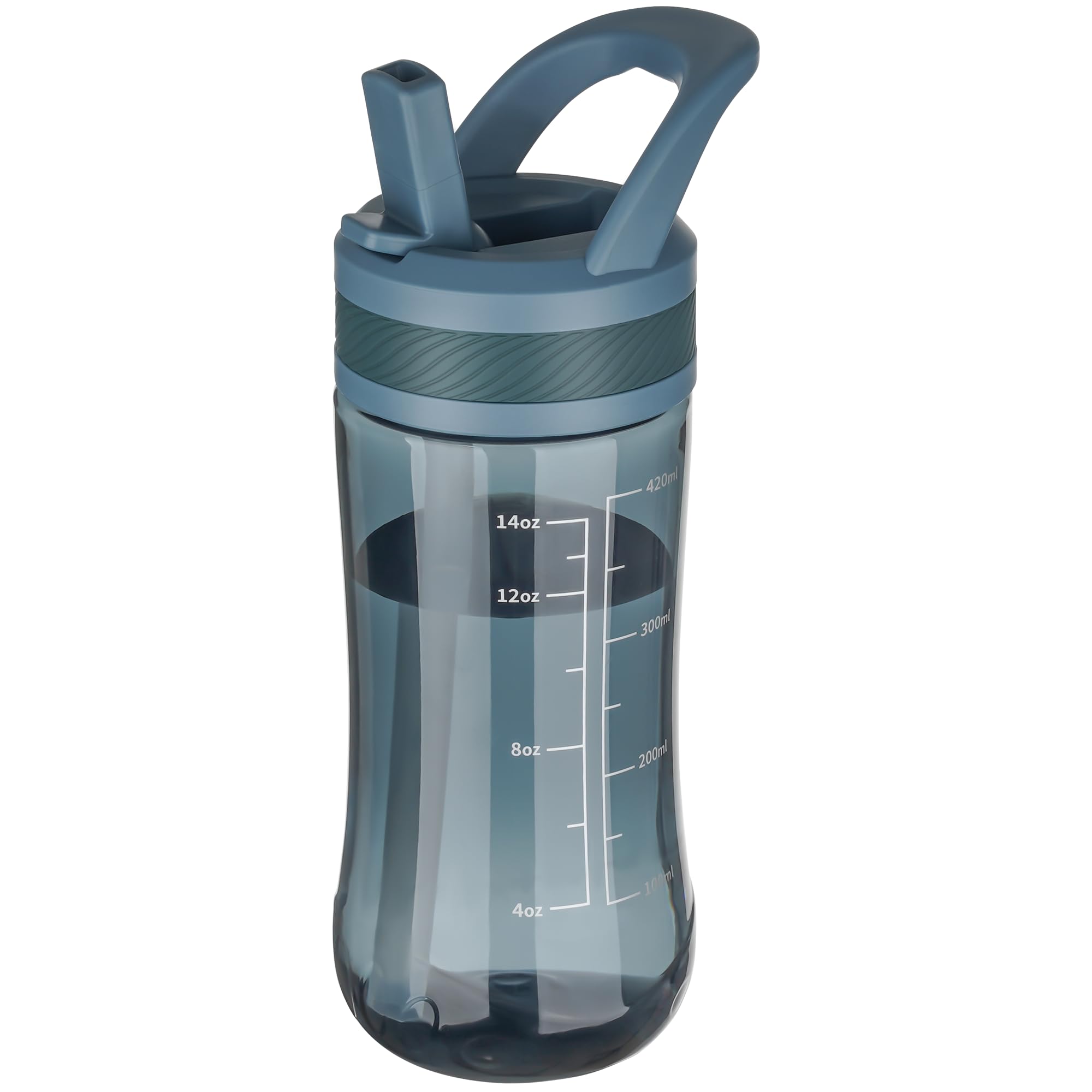 Edmyre Kids Clear Water Bottle 14oz Flip with Straw Carry Handle, Leakproof, Reusable, Tritan, BPA Free, Suitable for Boys and Girls, Clear