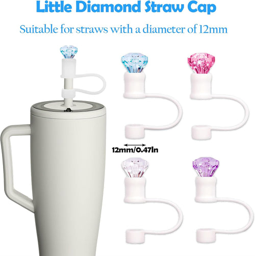 4pcs Diamond Straw Cover Cap for Brumate Era 30&40 oz Tumble, 12mm Reusable Silicone Straw Topper Protector Lid with Cute Mix Colors Décor Accessories