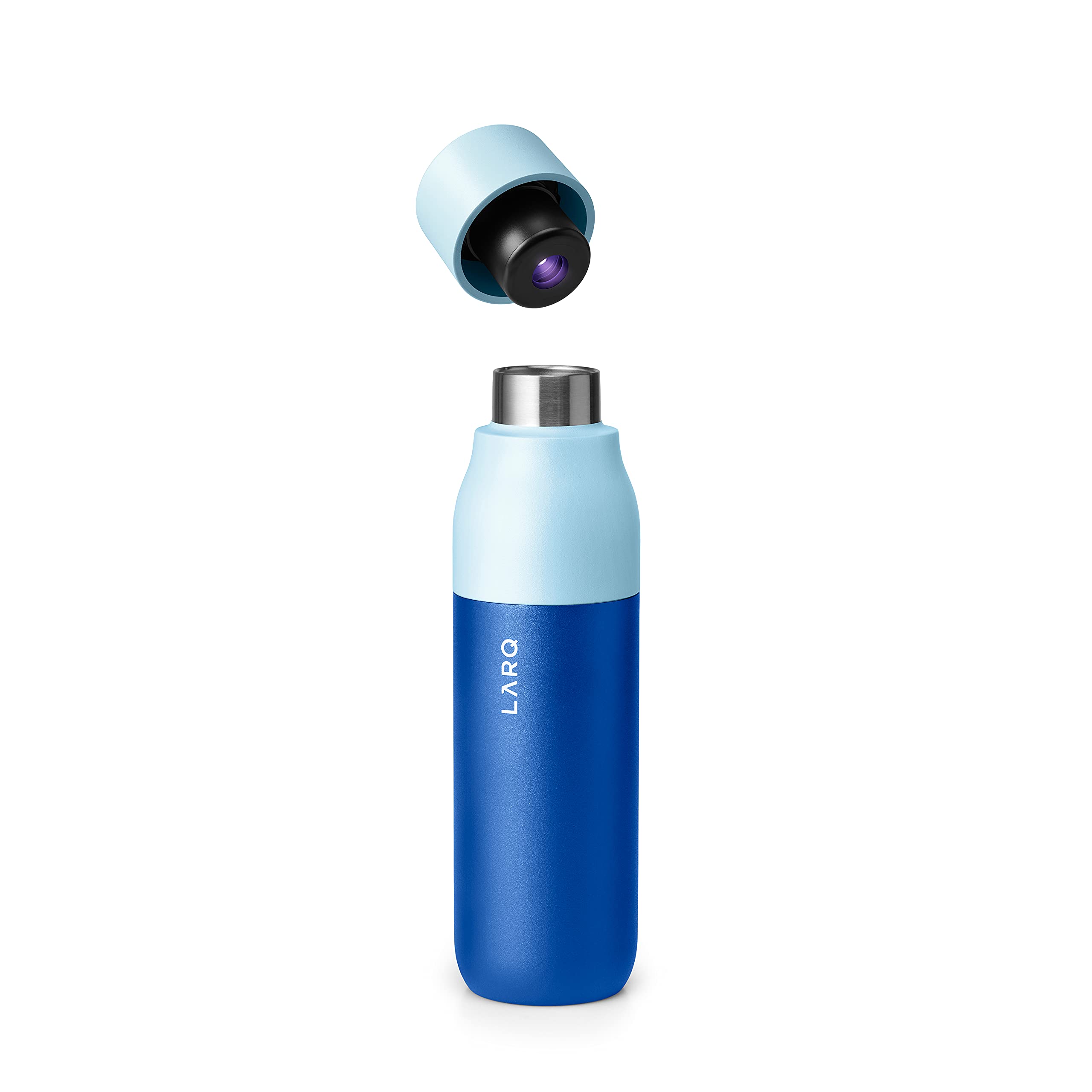 LARQ Bottle PureVis 25 oz - Self-Cleaning and Insulated Stainless Steel Water Bottle with UV Water Purifier and Award-winning Design | Reusable & Travel Friendly, Monaco Blue