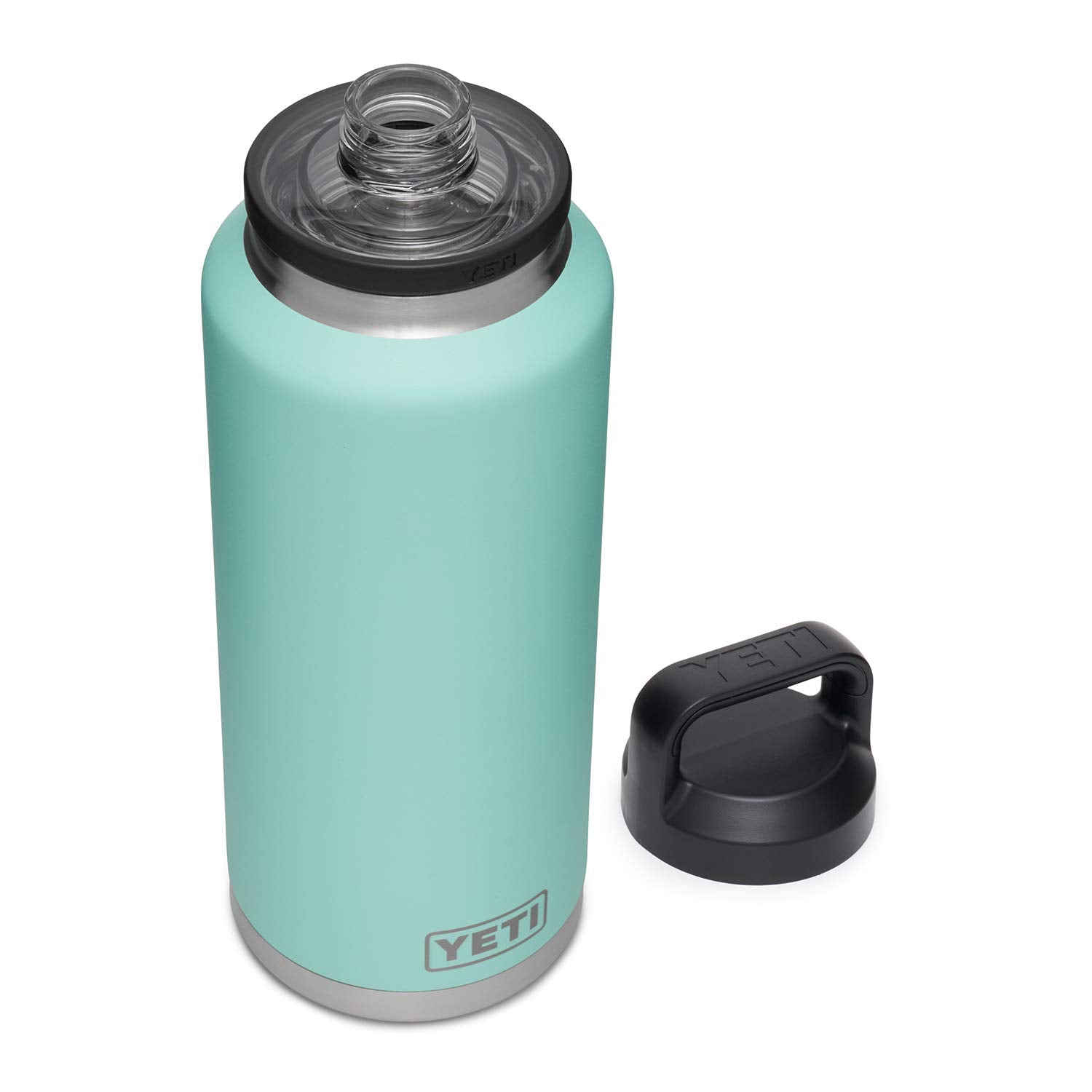 YETI Rambler 46 oz Bottle, Vacuum Insulated, Leakproof, Stainless Steel with Chug Cap, Black Forest Green