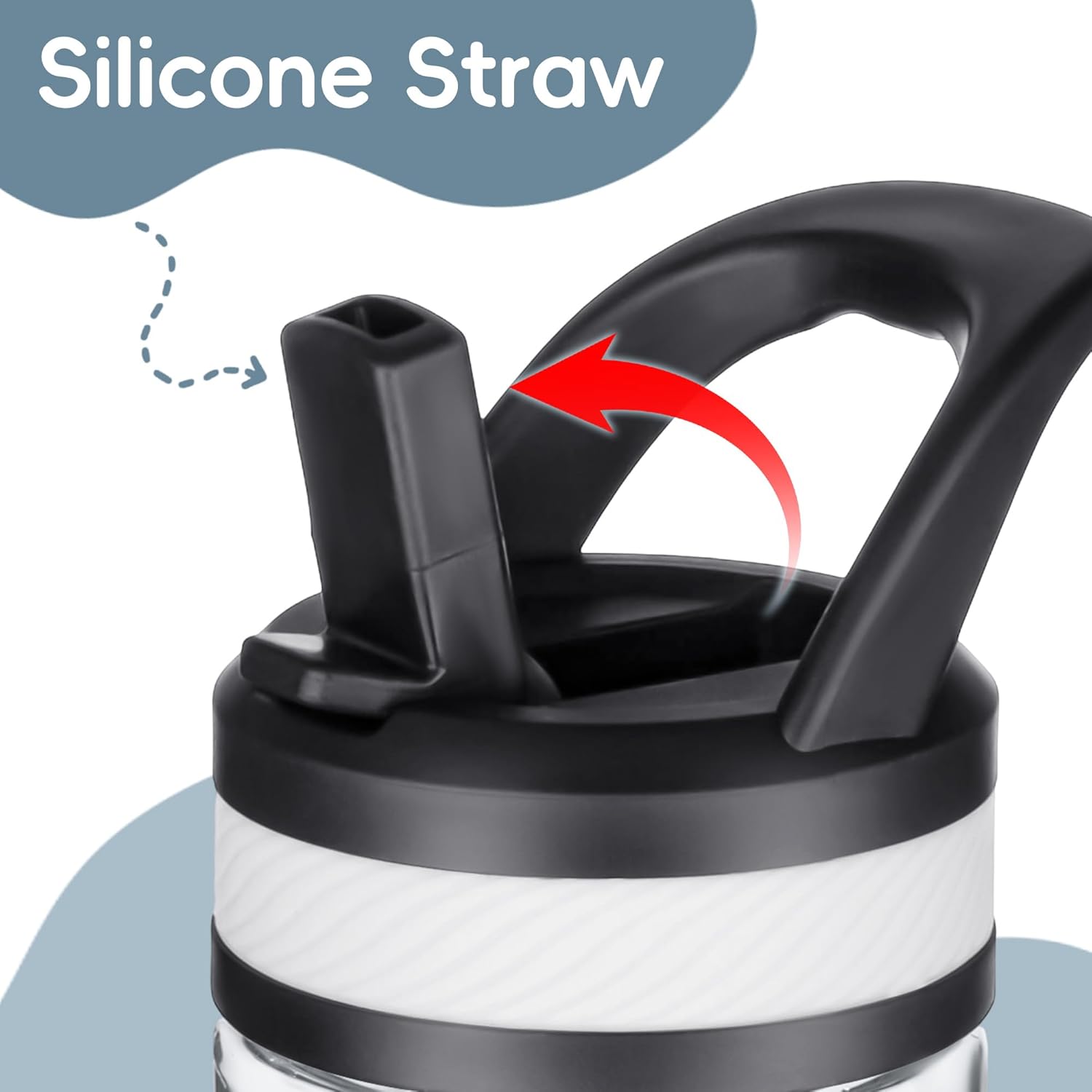 Edmyre Kids Clear Water Bottle 14oz Flip with Straw Carry Handle, Leakproof, Reusable, Tritan, BPA Free, Suitable for Boys and Girls, Clear