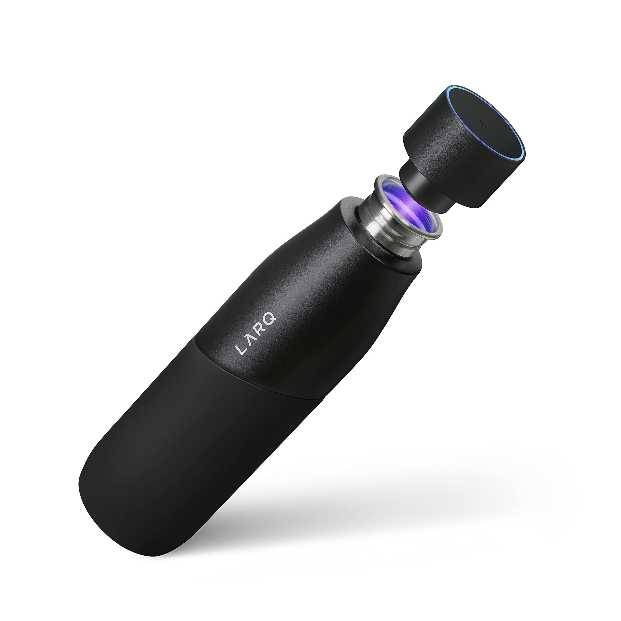 LARQ Bottle Movement PureVis 32 oz- Lightweight Self-Cleaning and Non-Insulated Stainless Steel Water Bottle with UV Water Purifier | Reusable & Travel Friendly, Black/Pine