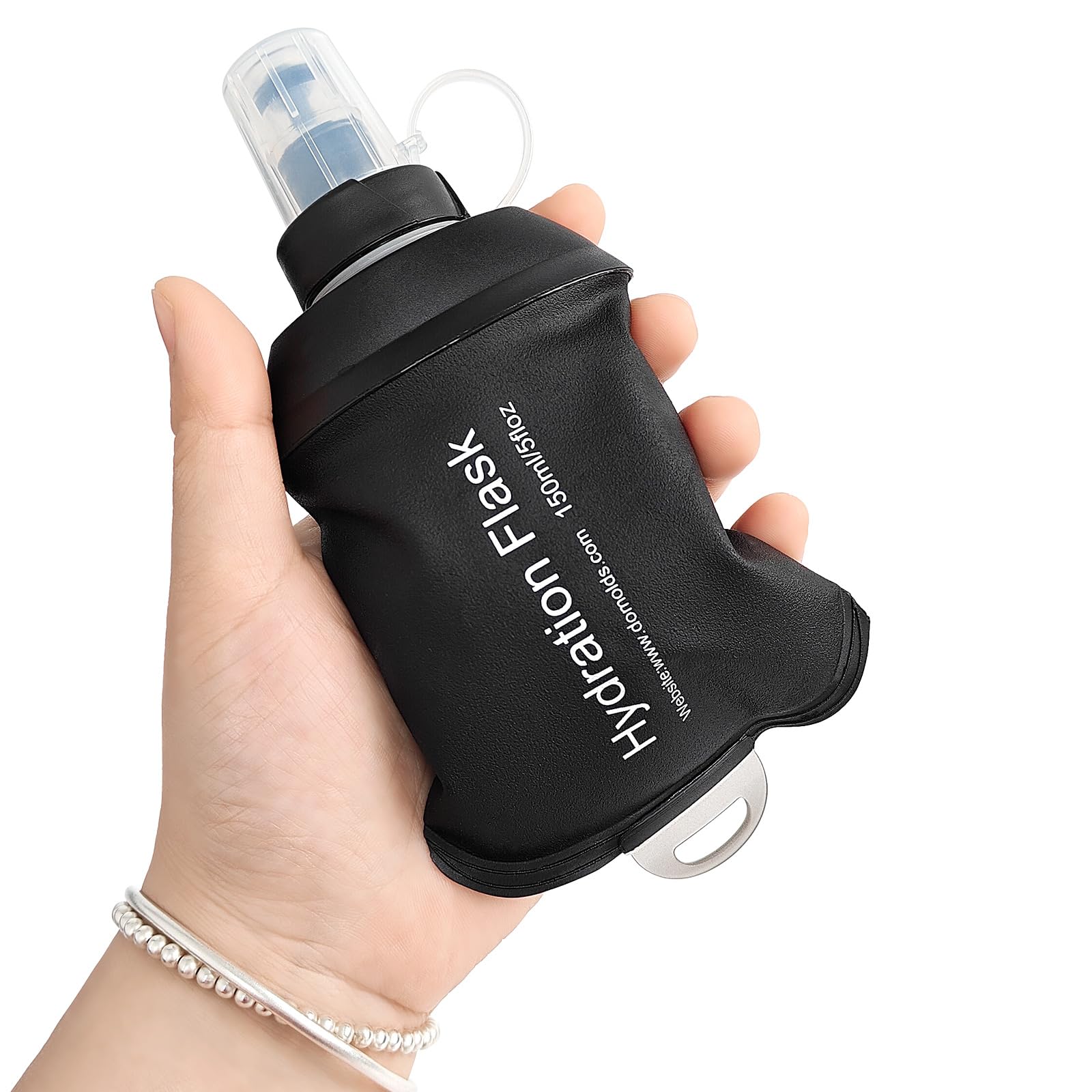 GYGYL Soft Flask, TPU Collapsible Soft Water Bottle for Hydration Pack, Running Vest, Leak-Proof Folding Water Bottle for Hiking Cycling Climbing Jogging-150ml White