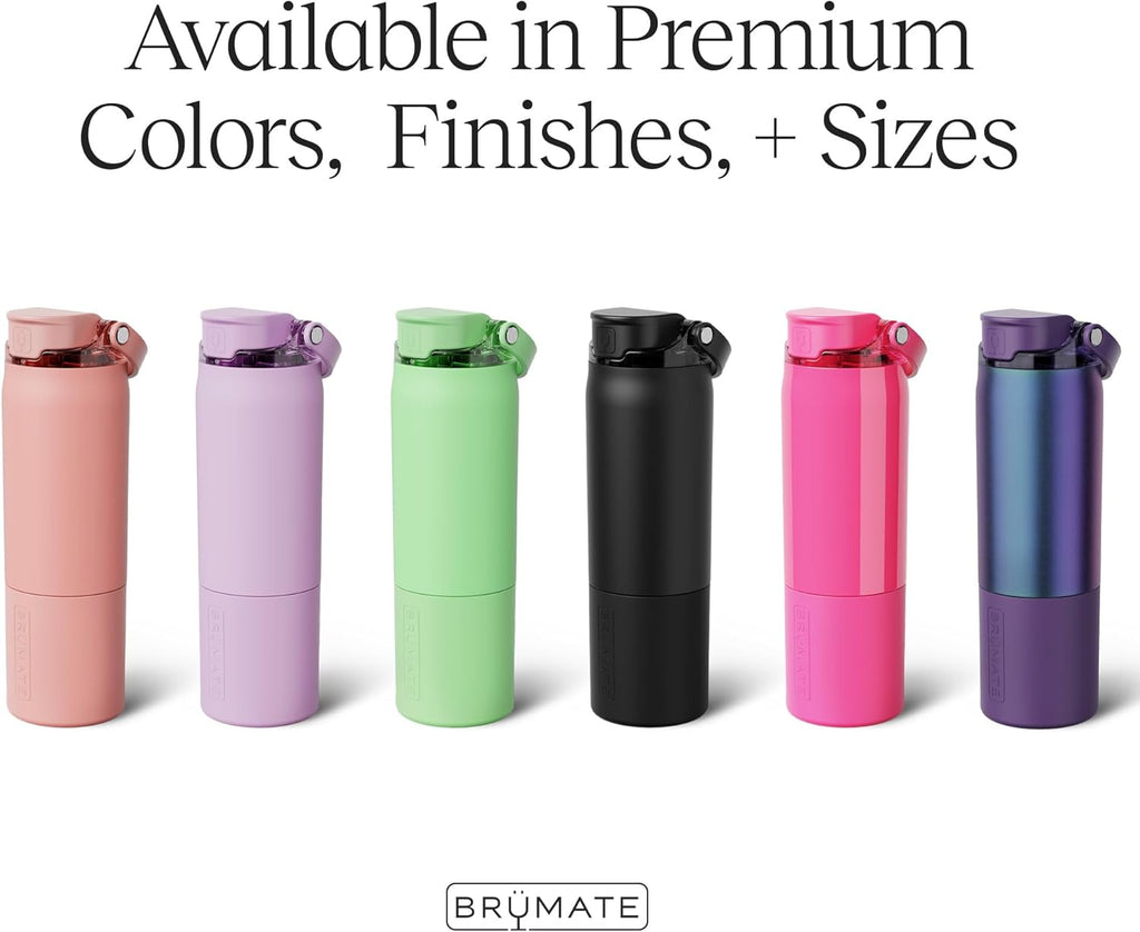 BrüMate Rise 25oz Water Bottle With 100% Leakproof Covered Silicone Straw | Insulated Stainless Steel Water Bottle With Removable Straw | Fast Flow | Soft Sip Silicone Spout | BPA-Free (Dark Aura)