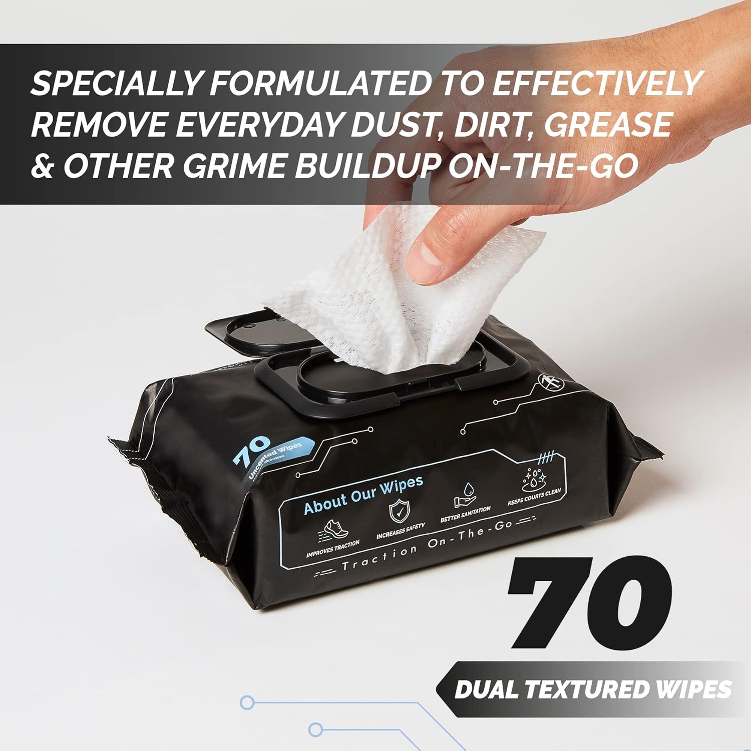 GRIPEXX - 70 Shoe Wipes, Multipurpose Sneaker Wipes for Basketball & Sneakerheads - Alternative to Basketball Grip Spray