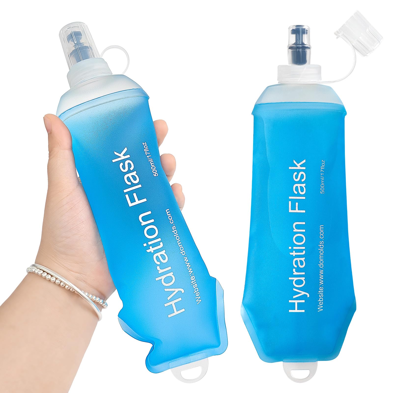 GYGYL Soft Flask, TPU Collapsible Soft Water Bottle for Hydration Pack, Running Vest, Leak-Proof Folding Water Bottle for Hiking Cycling Climbing Jogging-150ml White