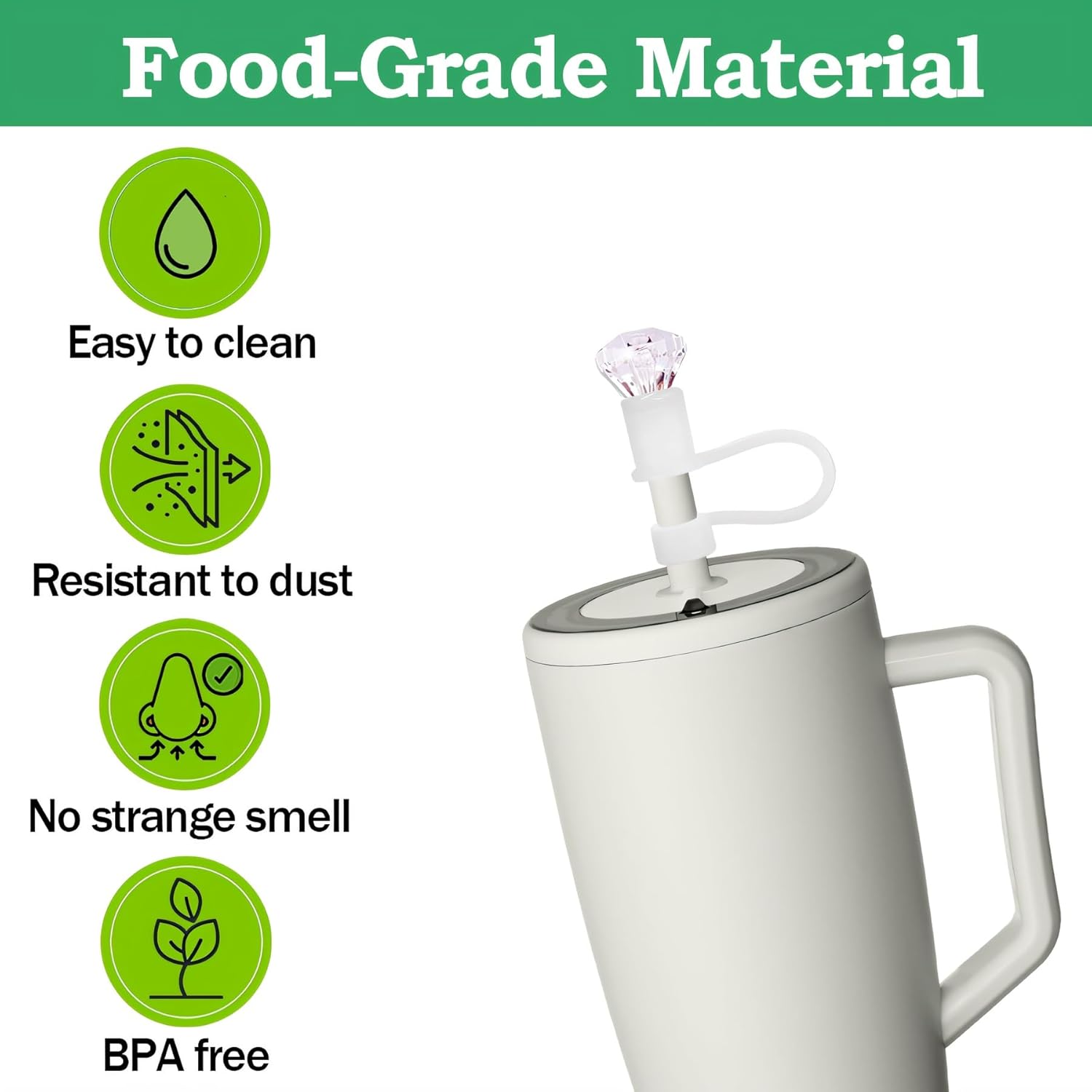 4pcs Diamond Straw Cover Cap for Brumate Era 30&40 oz Tumble, 12mm Reusable Silicone Straw Topper Protector Lid with Cute Mix Colors Décor Accessories