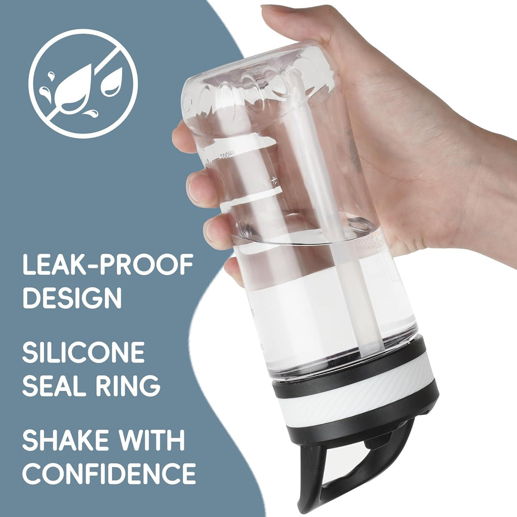 Edmyre Kids Clear Water Bottle 14oz Flip with Straw Carry Handle, Leakproof, Reusable, Tritan, BPA Free, Suitable for Boys and Girls, Clear